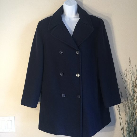 Pure Comfort Jackets & Blazers - Real Comfort Wool Pea Coat Navy Blue Double Breasted L Vintage